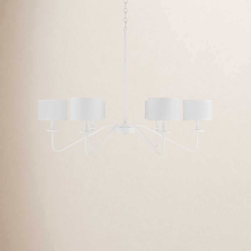 Lustre classique 6 lumières à abat-jour Loudoun, Blanc bisque