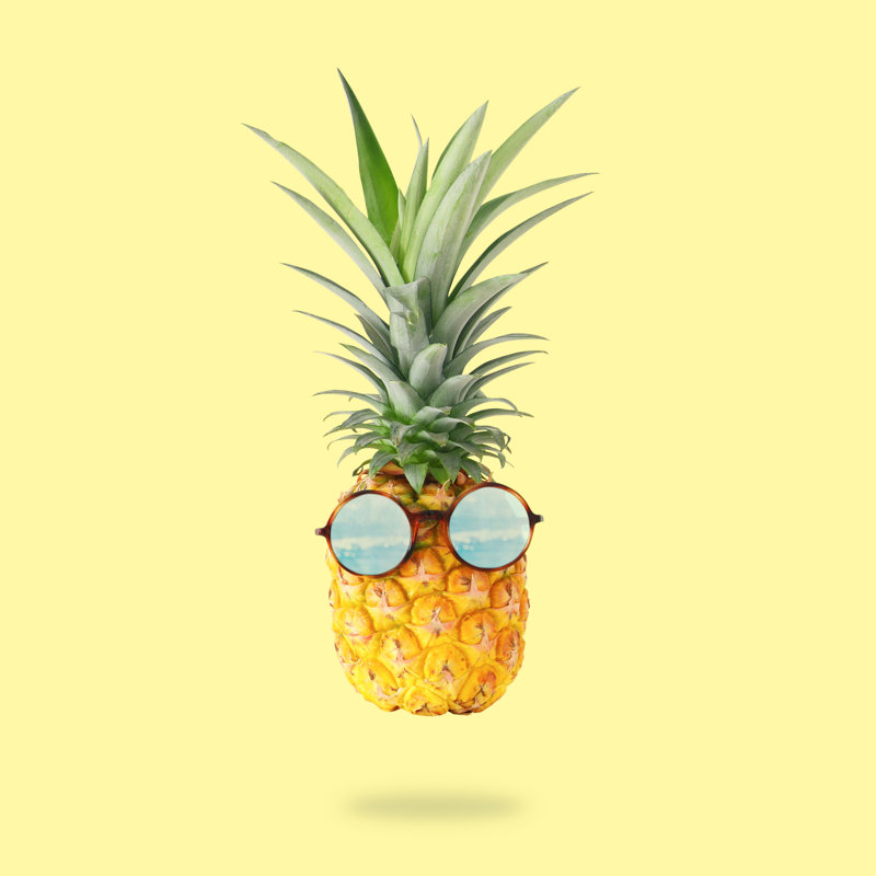Pineapple With Sunglasses - Wrapped Canvas Print, 30cm H x 30cm W x 3.8cm D