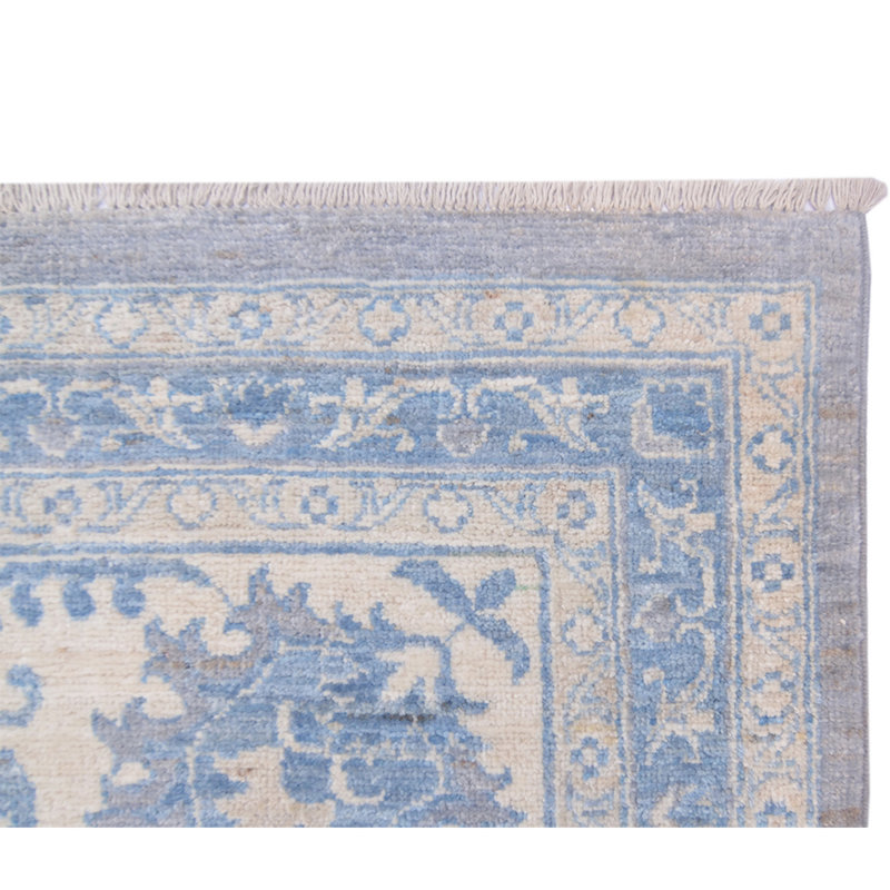 Tapis bleu clair / ivoire de haute qualité noué à la main Ziegler 3000