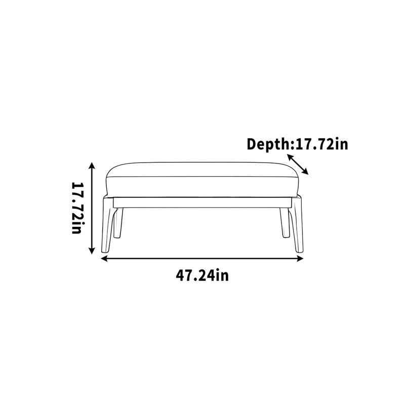 Banc avec repose-pieds en bois massif, H 17,72 po x l 47,24 po x P 17,72 po