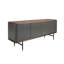 Sideboard in dark grey wood, black steel and walnut top