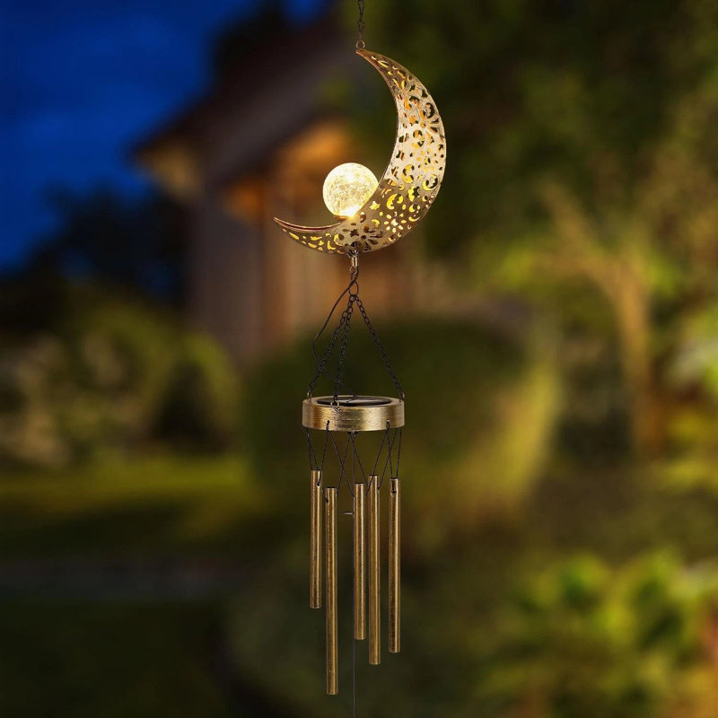 Solar Hanging Moon Wind Chime Light