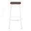 Tabouret de bar carré en métal et bambou grain de bois pressé rétro - ensemble de 2