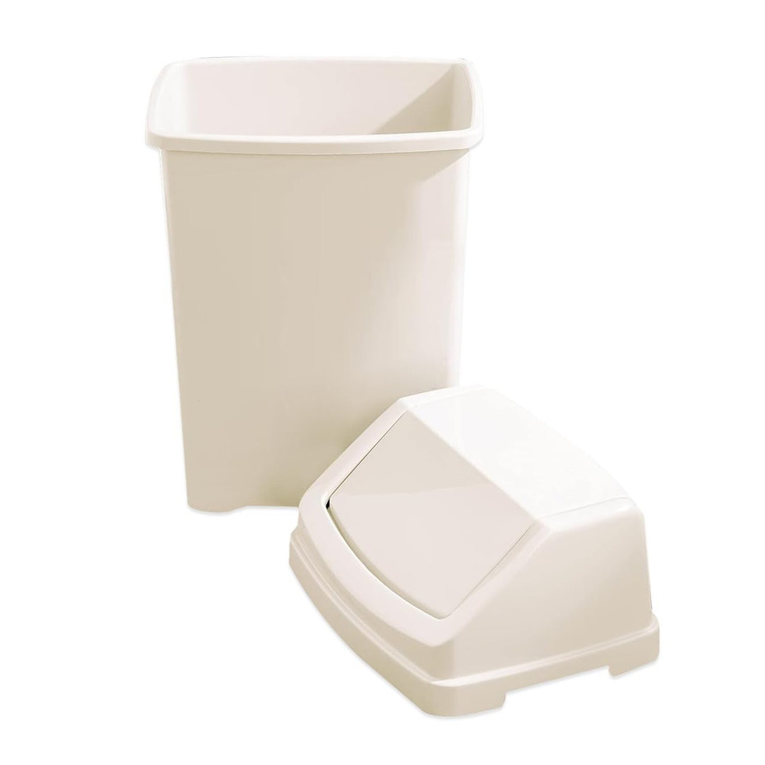 20L Plastic Swing Lid Trash Can, Multipurpose Waste Bin for Kitchen, Bathroom, Office & Garden