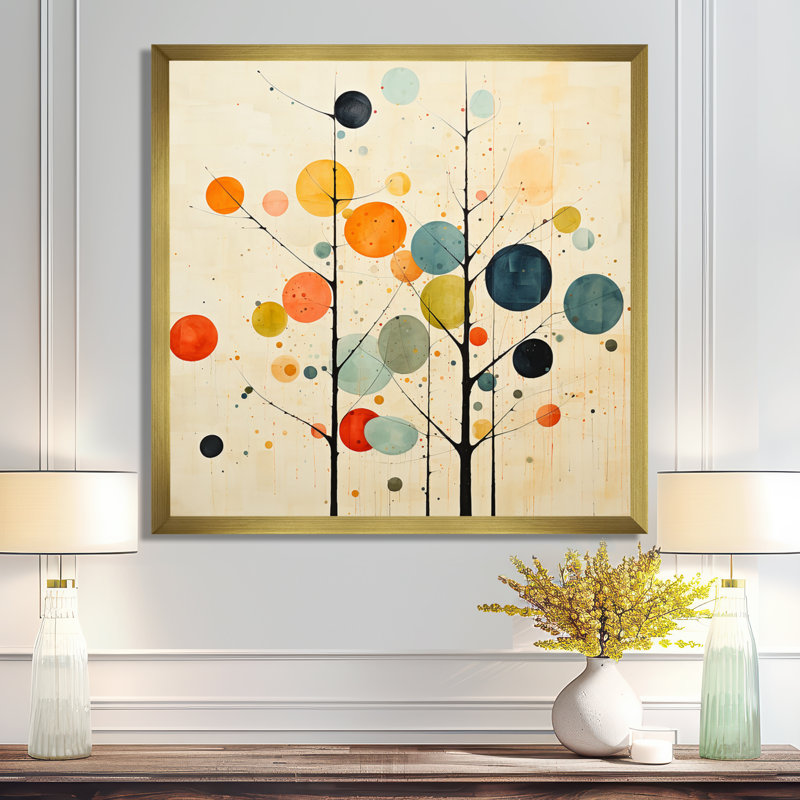 Art mural minimaliste beige du milieu du siècle - Minimalisme, Doré, H 16 po x l 16 po, Picture Framed