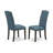 5 Piece Dining Table Set Includes a Rectangle Dining Room Table with X-Legs and 4 Mineral Blue Linen Fabric Parsons Chairs, Wire brushed Black-825572234