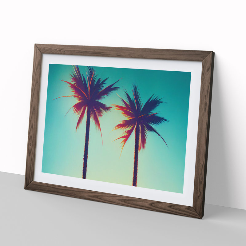 Unbeatable Palm Trees - Framed Print, 25cm H x 34cm W x 2cm D, Walnut