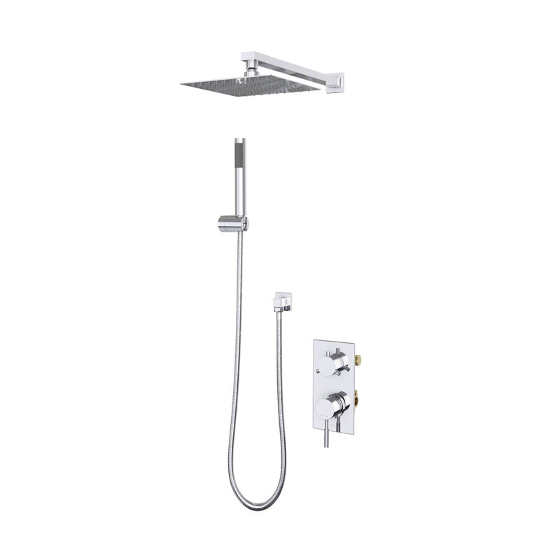 Aquata Chrome Rain Fall Shower Faucet Set with Hand Shower (Valve Included)