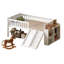 Structure de lit simple avec rangement, glissoire et échelle, lit plateforme en bois avec garde-corps, assemblage facile, aucun sommier tapissier requis, blanc-1128958510