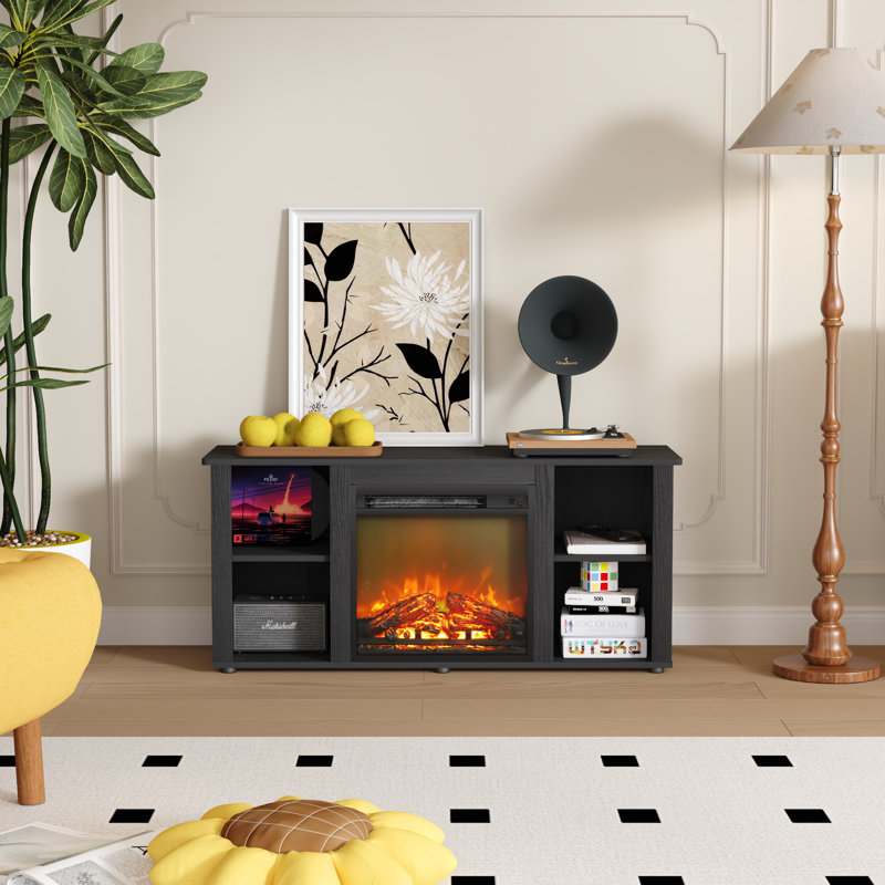 47.2" Fireplace TV Stand With 19.6" Electric Fireplace For TVs Up To 55", Black