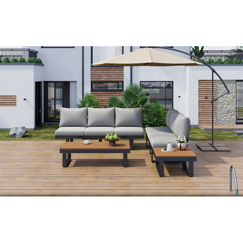 Ensemble de conversation pour canapé modulaire d'extérieur, Gris
