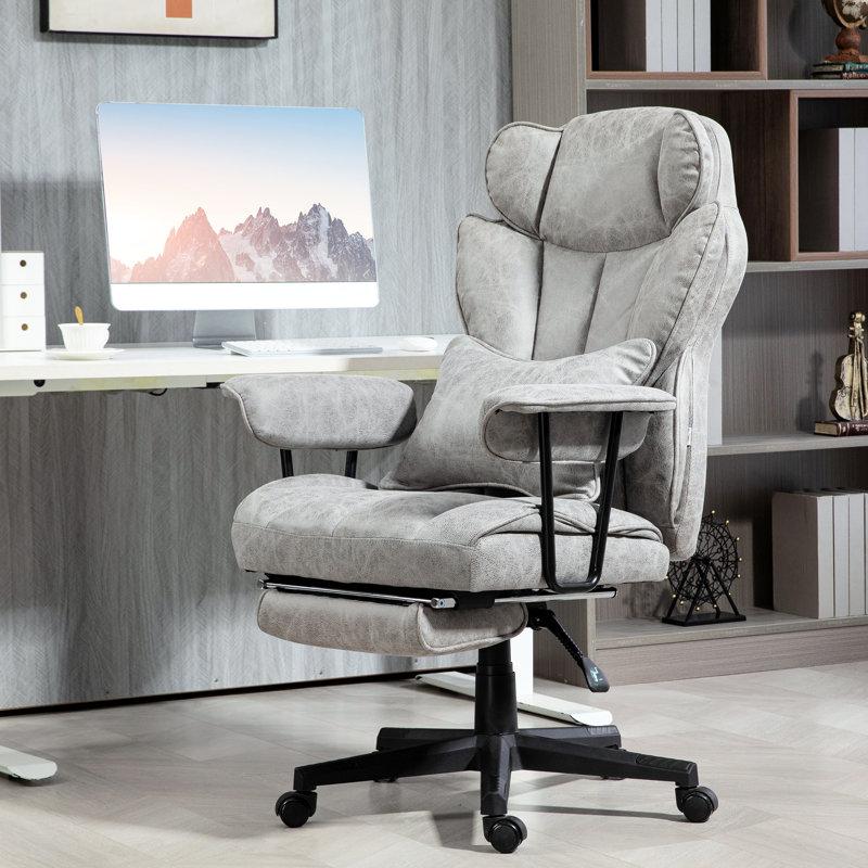 Fauteuil de bureau de 45,3 po à 48,4 po de hauteur, gris, avec 6 points de vibration, soutien lombaire, siège large pour utilisation prolongée et chauffage à 3 niveaux, coussin amovible, capacité de 400 lb