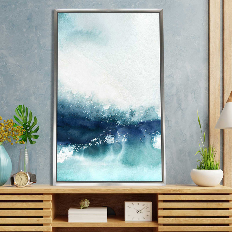 Wispy Waves I par Carol Robinson - Peinture, L 27,5 po x H 43,5 po, Encadrement argenté