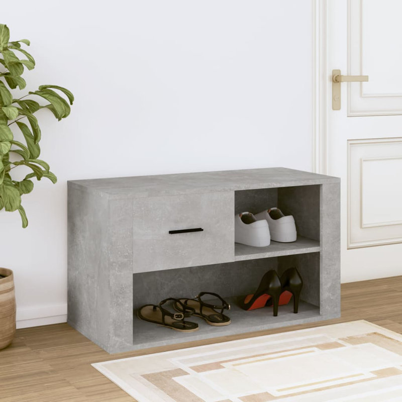 4 Pair Shoe Rack, Concrete Grey