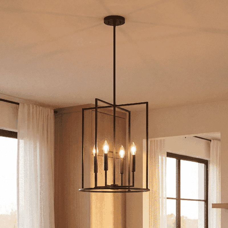 Luminaire suspendu 4 lumières Keldric, Chrome chrome