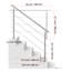 149.9 cm Handrails for Outdoor Steps 3 Crossbars Staircase for Porch Deck