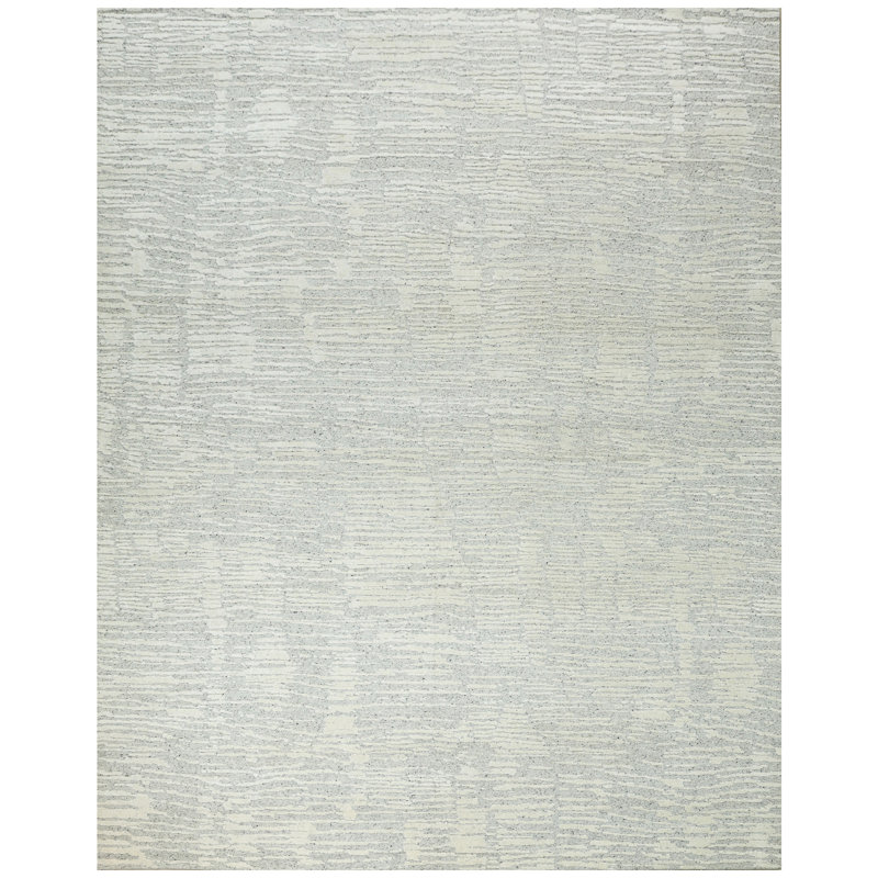 Tapis ivoire et argent noué à la main de haute qualité, Rectangle de 5 pi x 8 pi