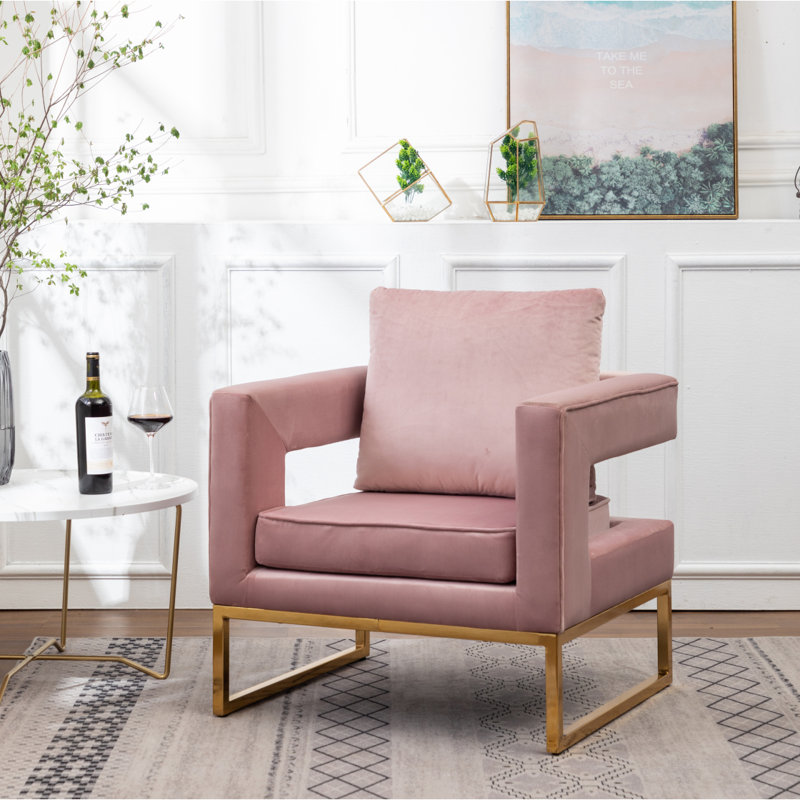 Fauteuil d'appoint rembourré Lenola, Rose
