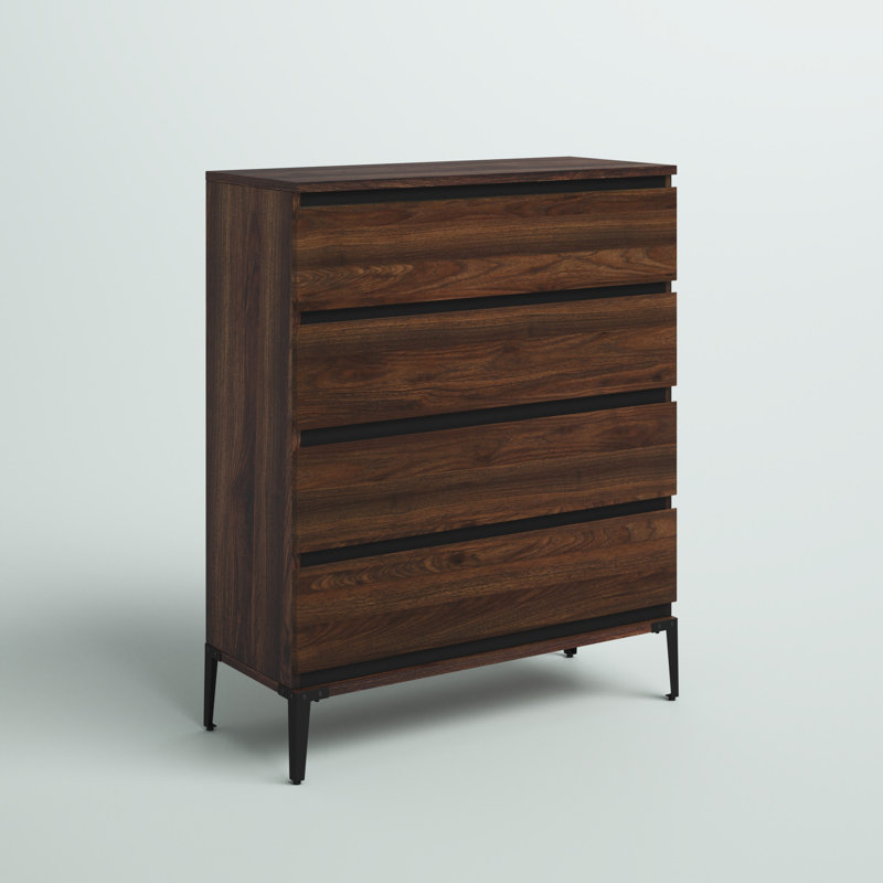 Commode urbaine 4 tiroirs l 36 po Carlissa, Noyer foncé
