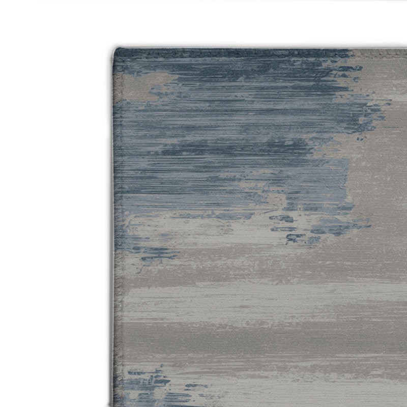 Abstract Gray Indoor and Outdoor Area Rug, Rectangle 4' x 6'