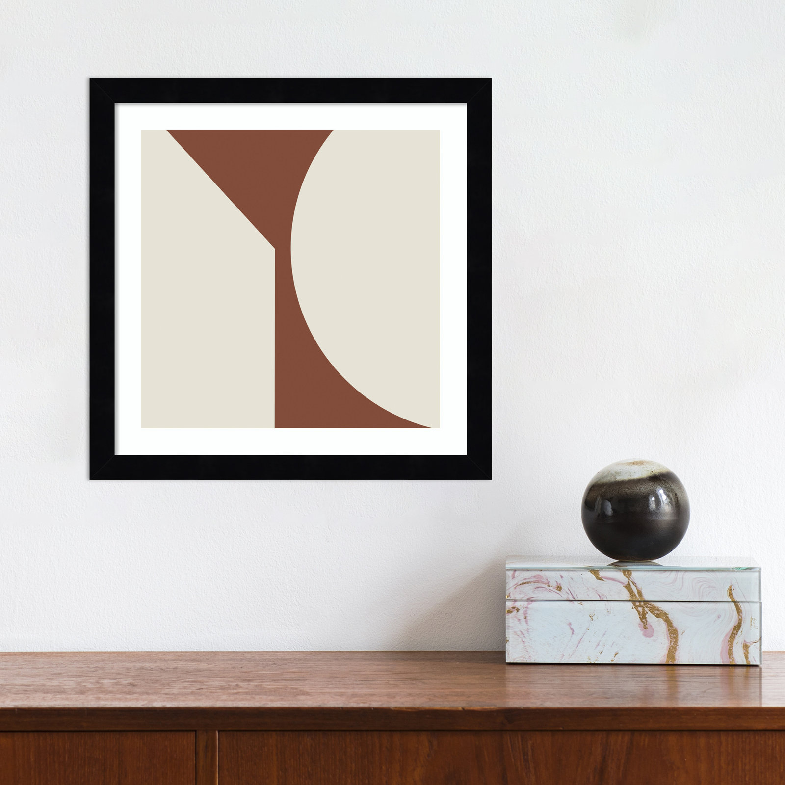 Alina "Minimal Max Mod I Hot Chocolate" Print, Black Framed, 21.25" H x 21.25" W x 0.8" D