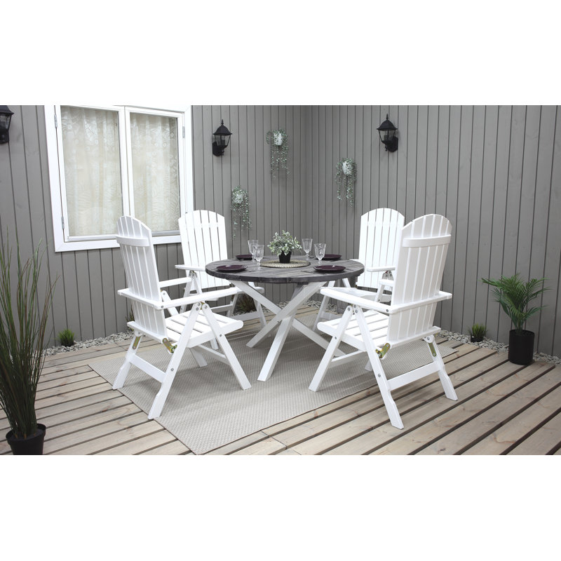 Capuano 4 - Person Wood Patio Dining Set with Round Table, Grey