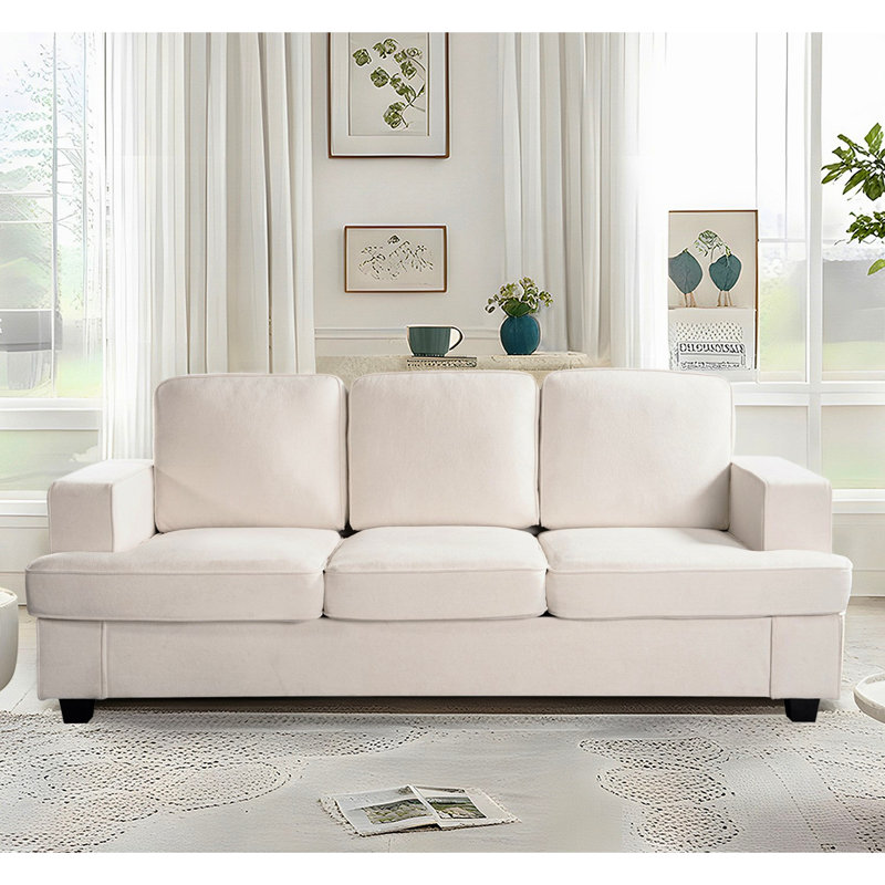 Velours confortable 3 places avec siège profond, mousse haute, pour le salon, appartement, siège de bureau 3 places et bureau idéal, appartement