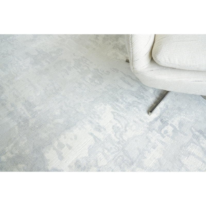 Murano Hand Knotted Area Rug, Rectangle 12' x 15', Silver