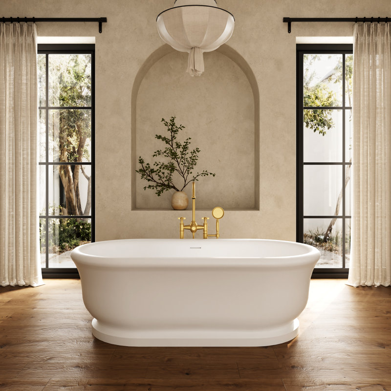 CASAINC 67"x 31.5" Vintage Freestanding Solid Surface Soaking Bathtub