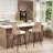 Upholstered Beige Rattan Full Back Counter Swivel Bar Stool-2040474676