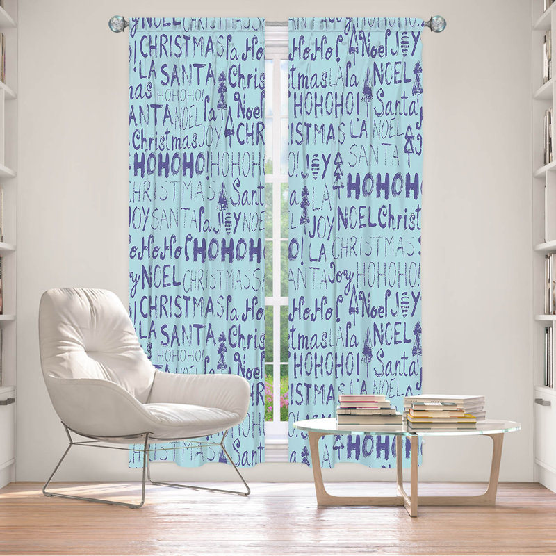 Ensemble de 2 rideaux doublÃ©s pour fenÃªtre, sur mesure, par Metka Hiti - Motif de NoÃ«l, L 20 po x L 52 po