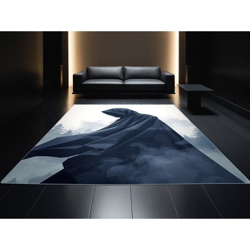 Tapis scandinave bleu délavé à la machine Cumberland Stealth Rogue, 5 x 7