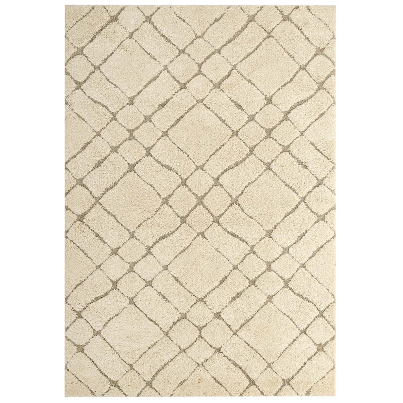 Modway Verona Abstract Geometric Shag Area Rug, Rectangle 5' x 8'