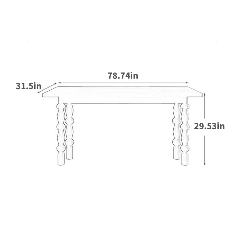 Ash Solid Wood Dining Table, 31.5" W x 78.74" L