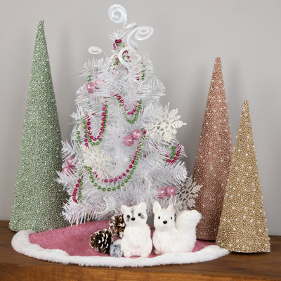 18" x 13" White Glimmer Iridescent Spruce Artificial Christmas Tree - Unlit