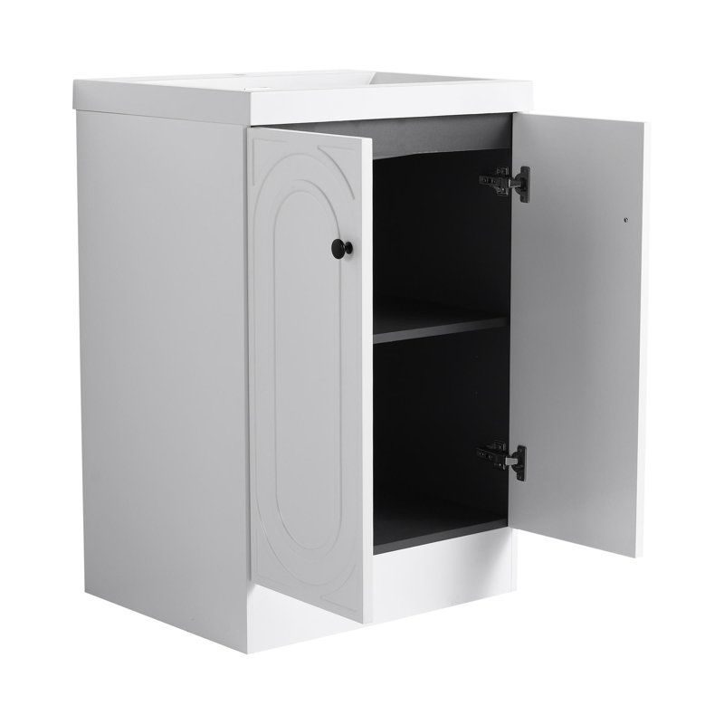Meuble-lavabo autoportant de 24 po avec lavabo et 2 portes à fermeture en douceur, Blanc