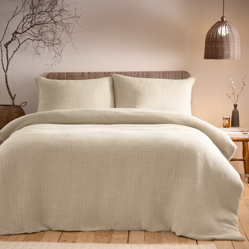 Polette Cotton Solid Colour Duvet Cover Set with Pillowcases, Double Duvet Cover + 2 Standard Pillowcases, Green