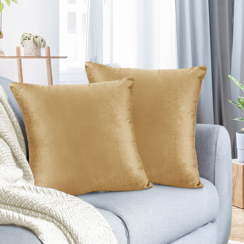 Housse de coussin décoratif en velours , Doré, 16 po x 1 po