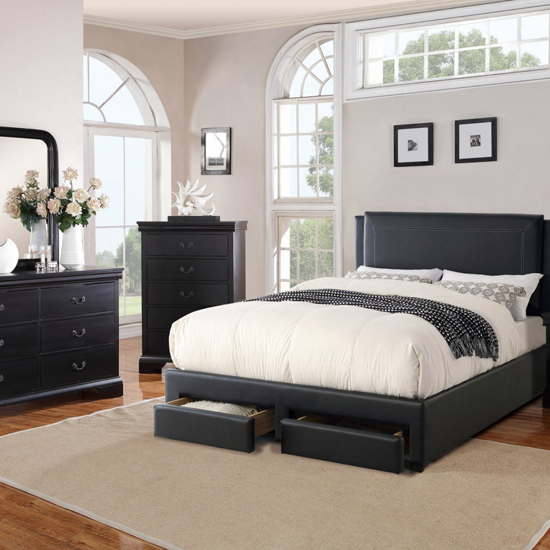 Élégante commode 1 pièce avec tiroirs de couleur noire
