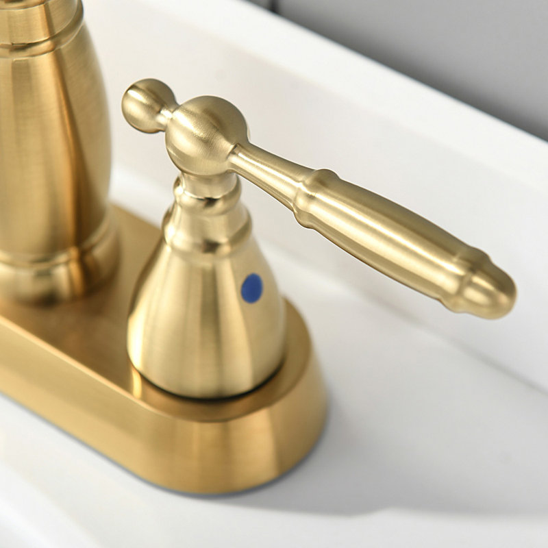 Centerset 2-handle Bathroom Faucet with Drain Assembly, Brushed Gold