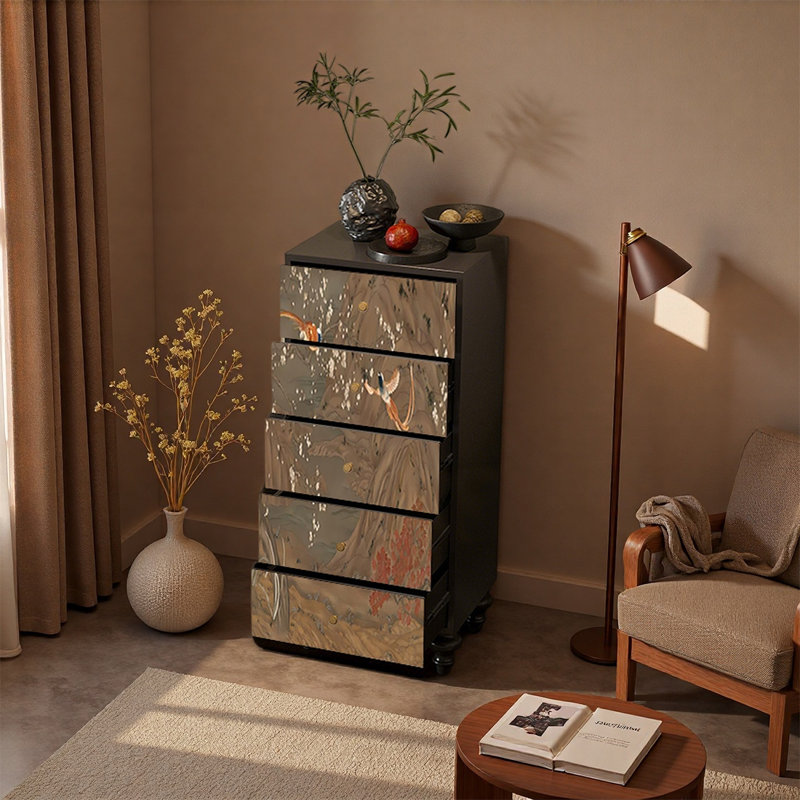 Solid Pine Drawer Storage Cabinet, Black