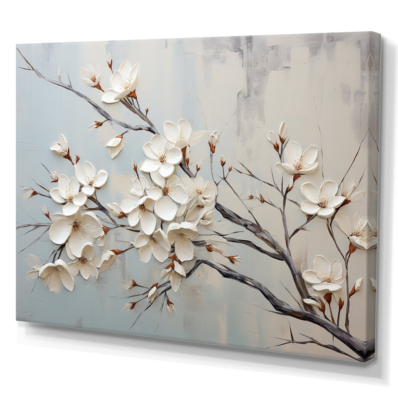 «White Dogwood Blossom Scenery III» - art mural cornouiller, H 30 po x l 40 po x P 1,5 po, Toile tendue