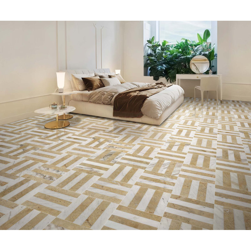12 tuiles de marbre en pierre naturelle polie jet d'eau 12 "x 12" pour plancher et mur, 1 boîte chaque motif 4 PCS