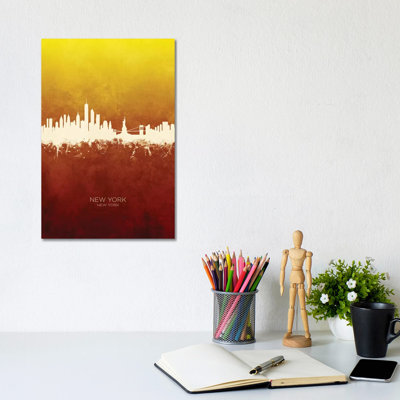 New York New York Skyline Red Gold by Michael Tompsett - Wrapped Canvas Gallery-Wrapped Canvas Giclée