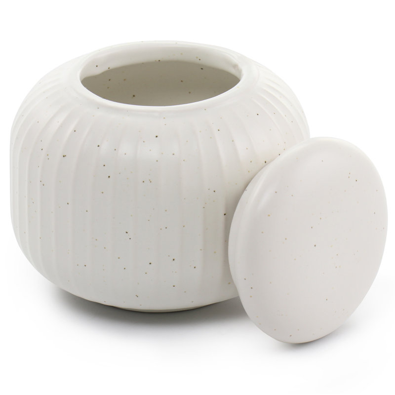 Gibson Mio 12 Ounce Round Stoneware Sugar Bowl with Lid in Sea Salt