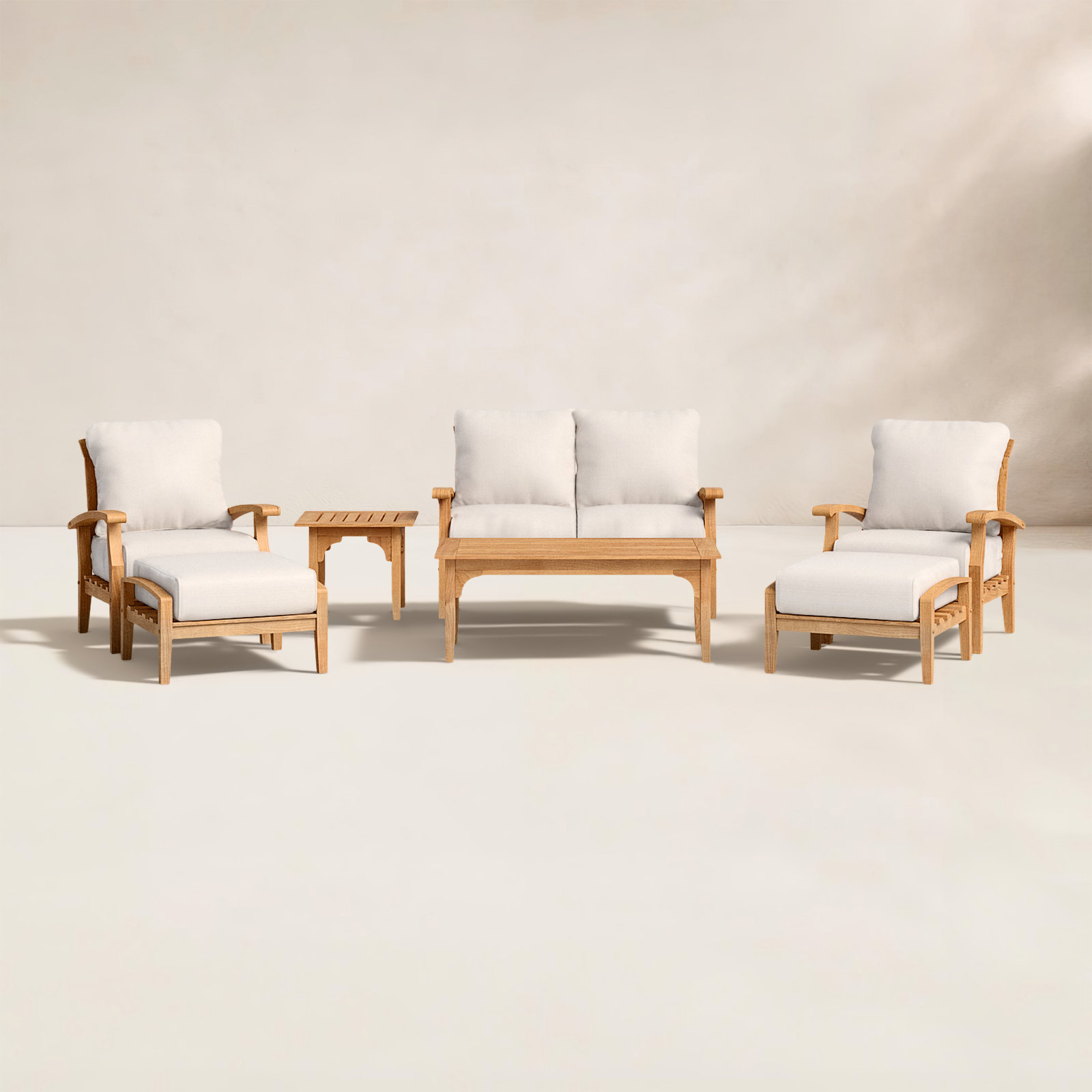 Summerton 6-Person Teak Patio Seating Group, Beige