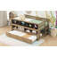 Lit mezzanine bas en bois avec tablettes de rangement-262375148
