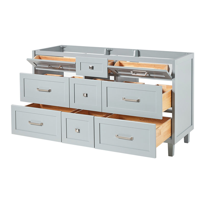 Armoire à double cuve 60 po Ariel Monreau en bleu minuit, Gris
