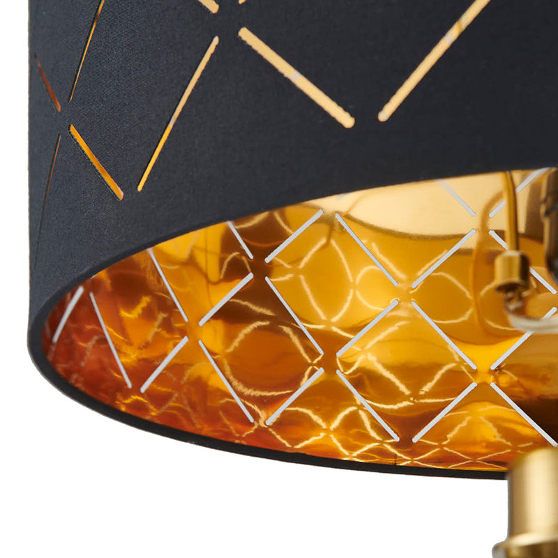 Lampe trépied 62 "avec abat-jour grille noire