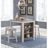 Skempton 3 Piece Counter Height Dining Set, Includes Table and 2 Barstools